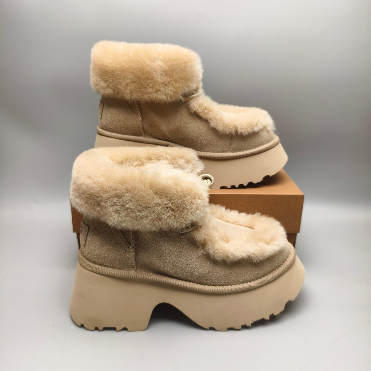 Esme Mustard Lace-Up Wedge Ankle Boots - Style 1532