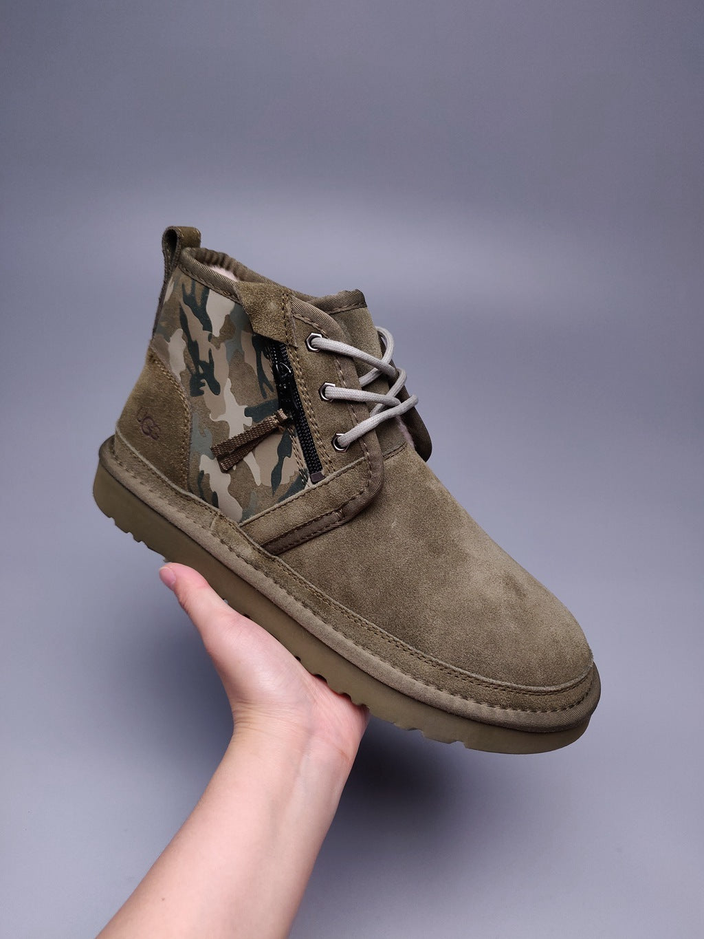 Men's Army Green Colorblock Camo Casual Shoes - Style 4193