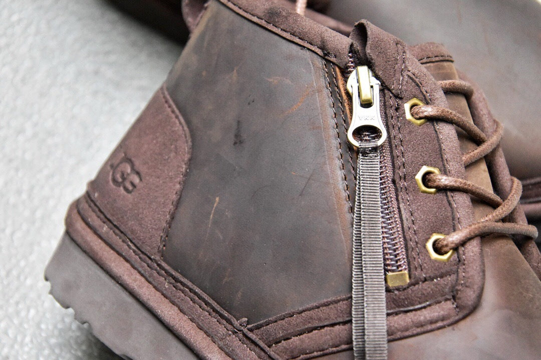 Men's Crazy Horse Leather Zip-Up Casual Shoes - Style 3883