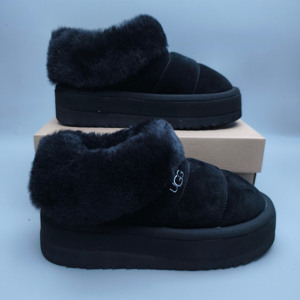 Black Platform Slip-On Casual Shoes - Style 6390