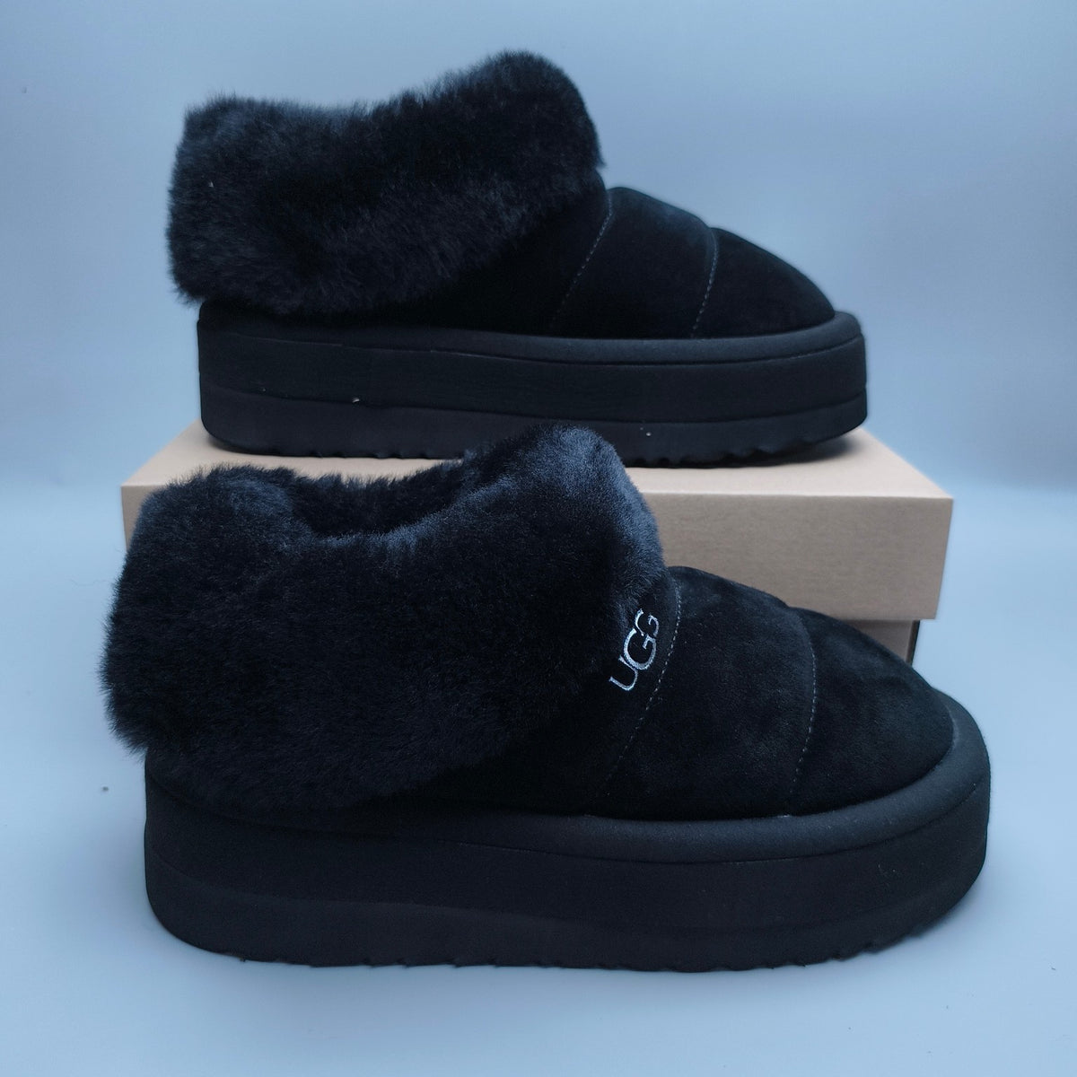Black Platform Slip-On Casual Shoes - Style 6390