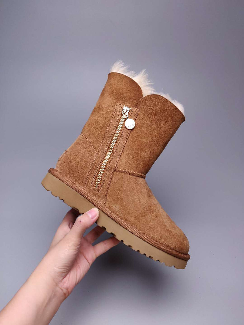 Chestnut Side-Zip Mid-Calf Boots - Style 2480
