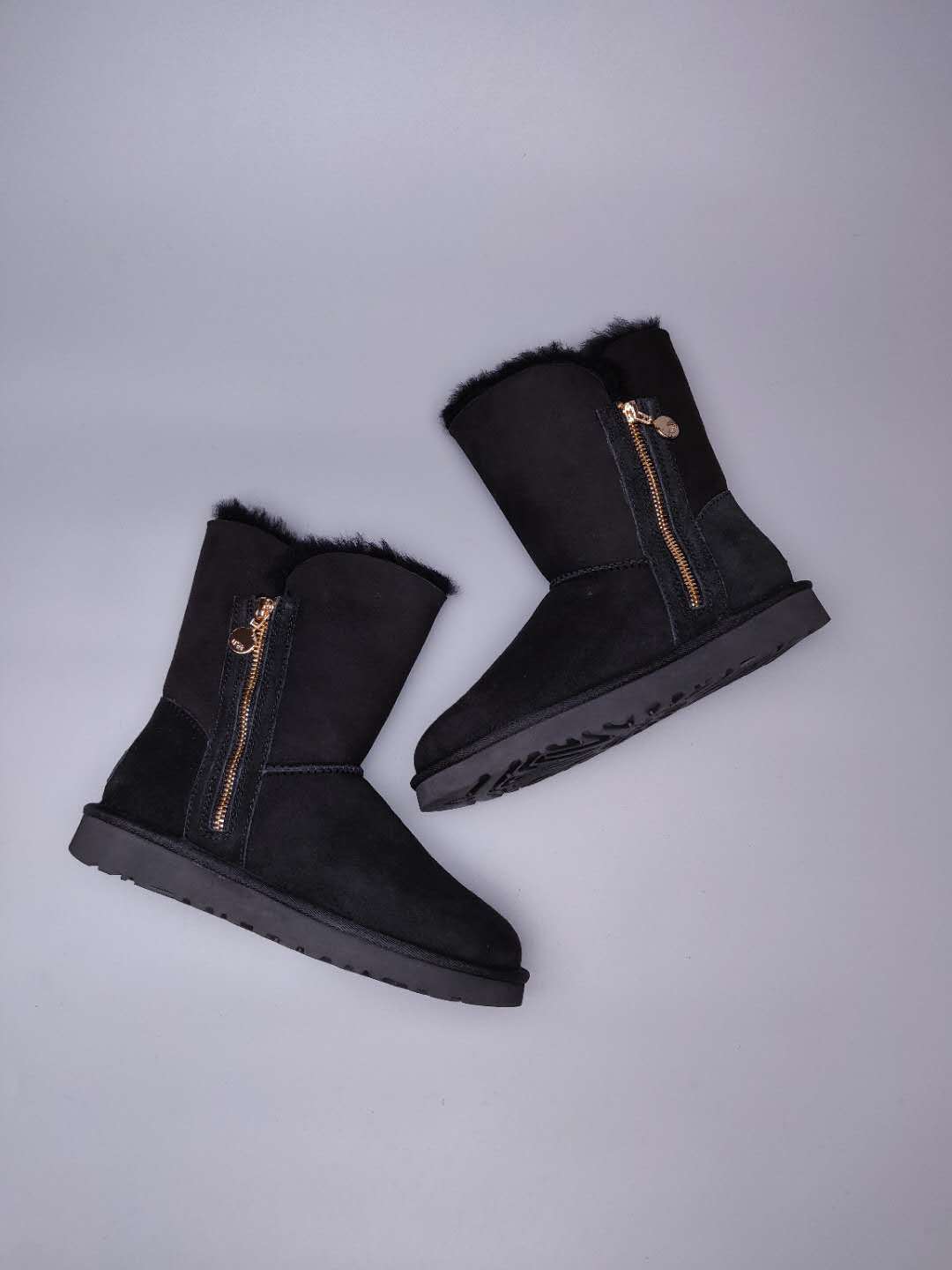 Black Side-Zip Mid-Calf Boots - Style 2480