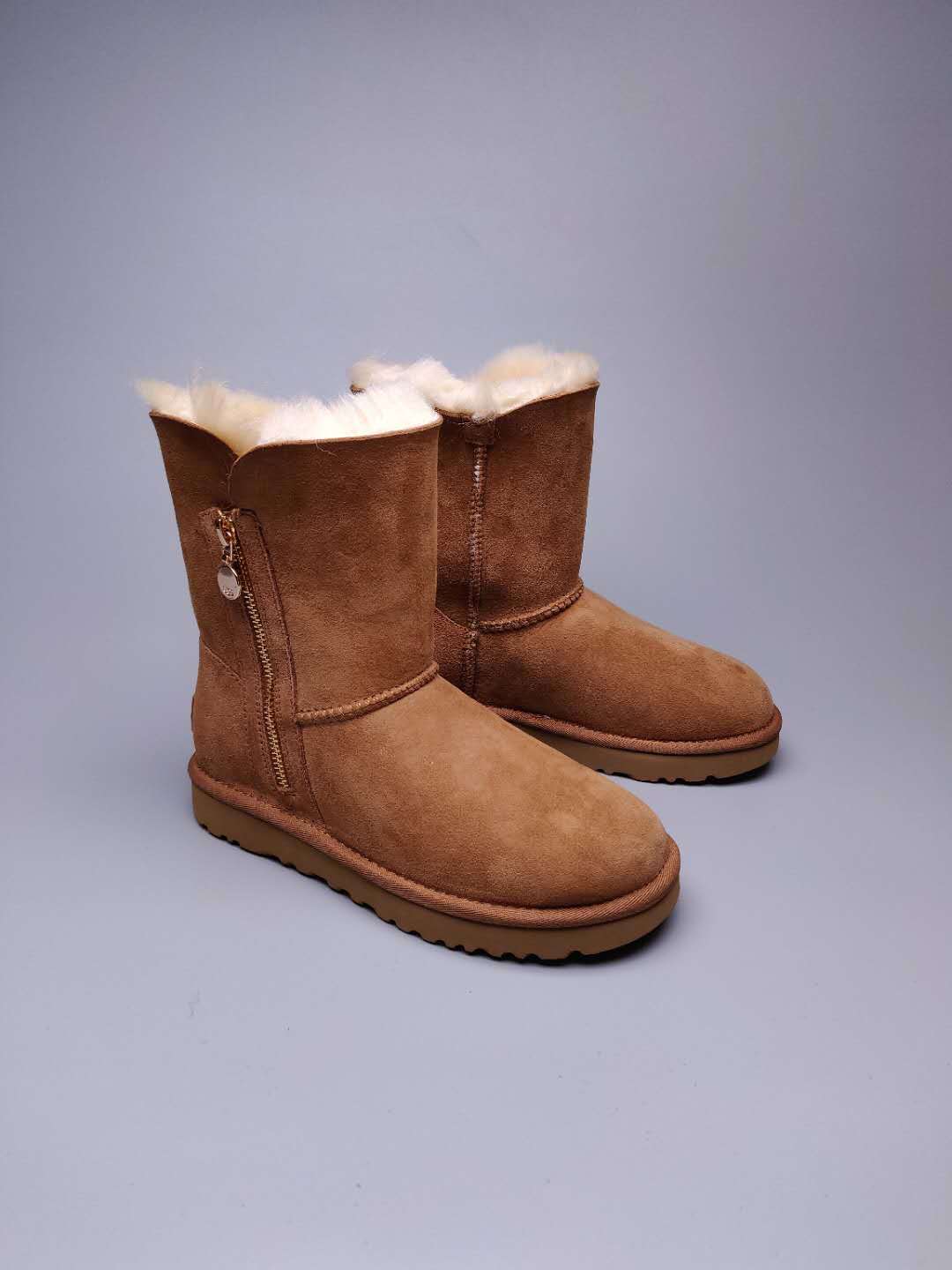Chestnut Side-Zip Mid-Calf Boots - Style 2480
