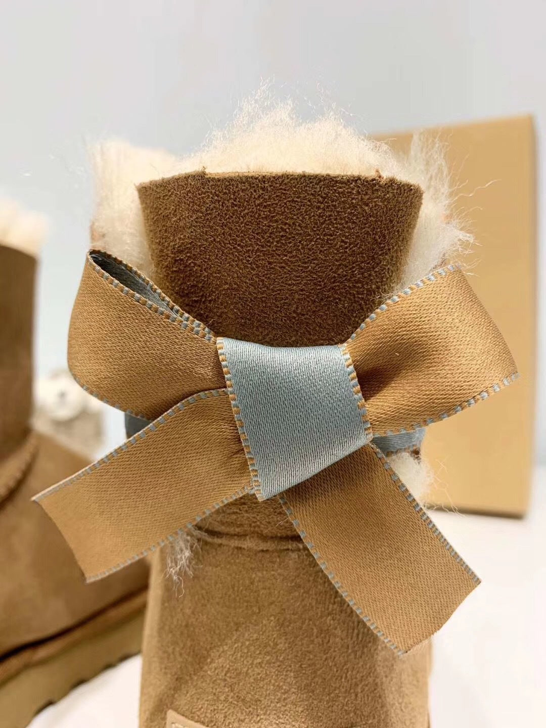 Mu Ke Si Chestnut Bow Subtle-Shimmer Shoes - Style 2938
