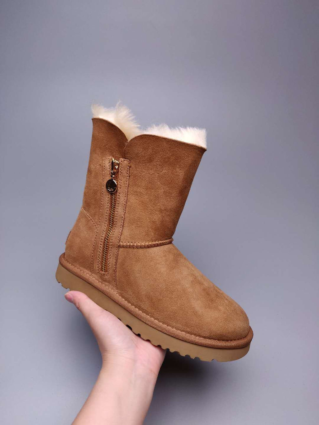 Chestnut Side-Zip Mid-Calf Boots - Style 2480