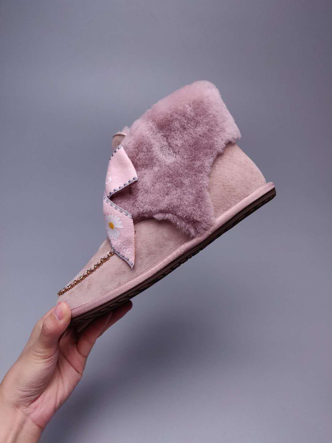 Mu Pink Daisy, Chain & Ribbon Detail Shoes - Style 7888