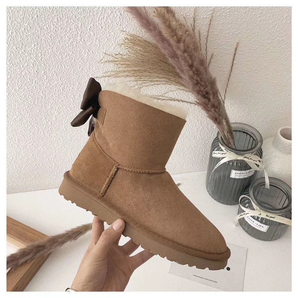 Chestnut Bow-Detail Ankle Boots - Style 3130