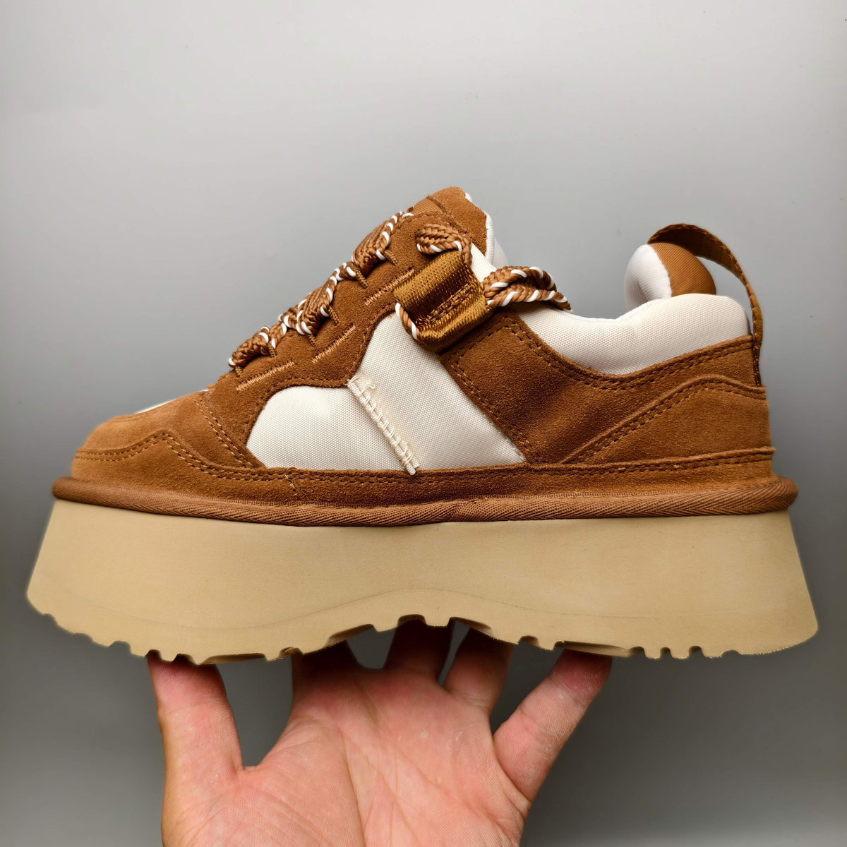 Chestnut Chunky Platform Lace-Up Sneakers - Style 1541