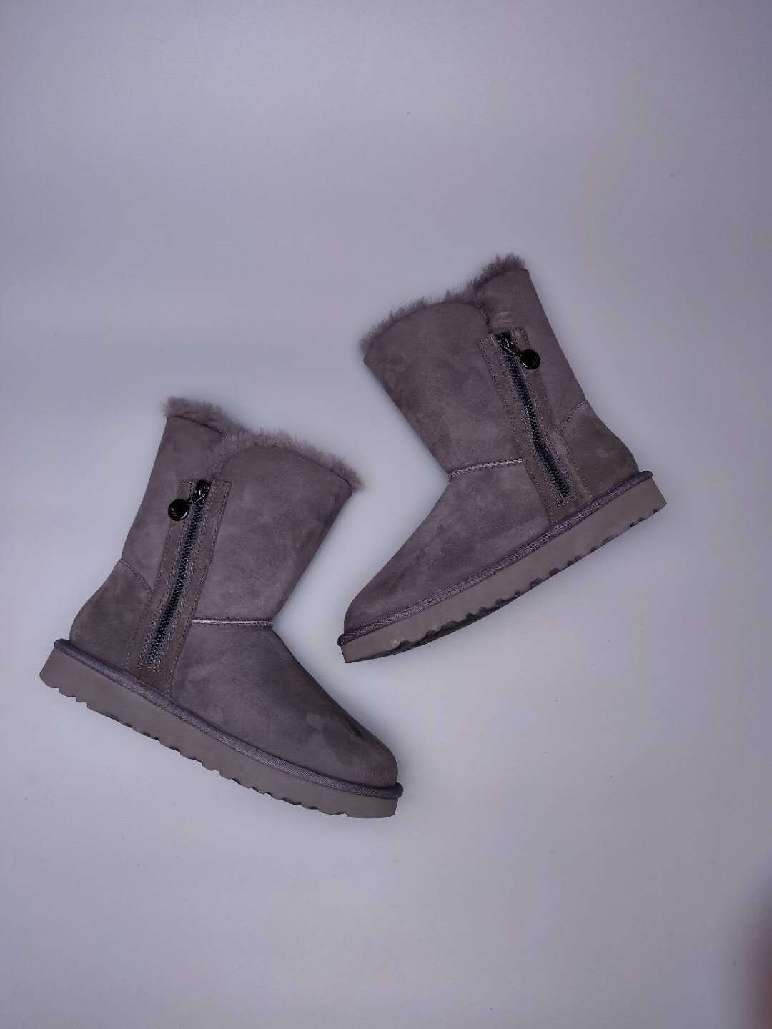 Gray Side-Zip Mid-Calf Boots - Style 2480