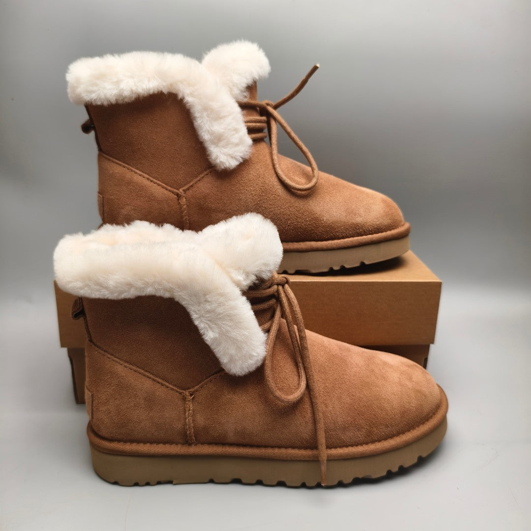 Chestnut Lace-Up Mid-Calf Casual Boots - Style 4576