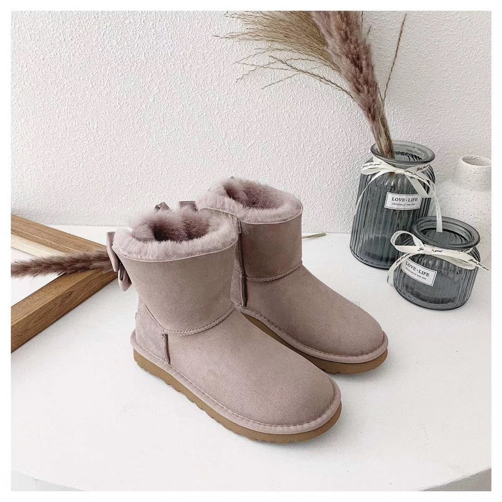 Dusk Pink Bow-Detail Ankle Boots - Style 3130
