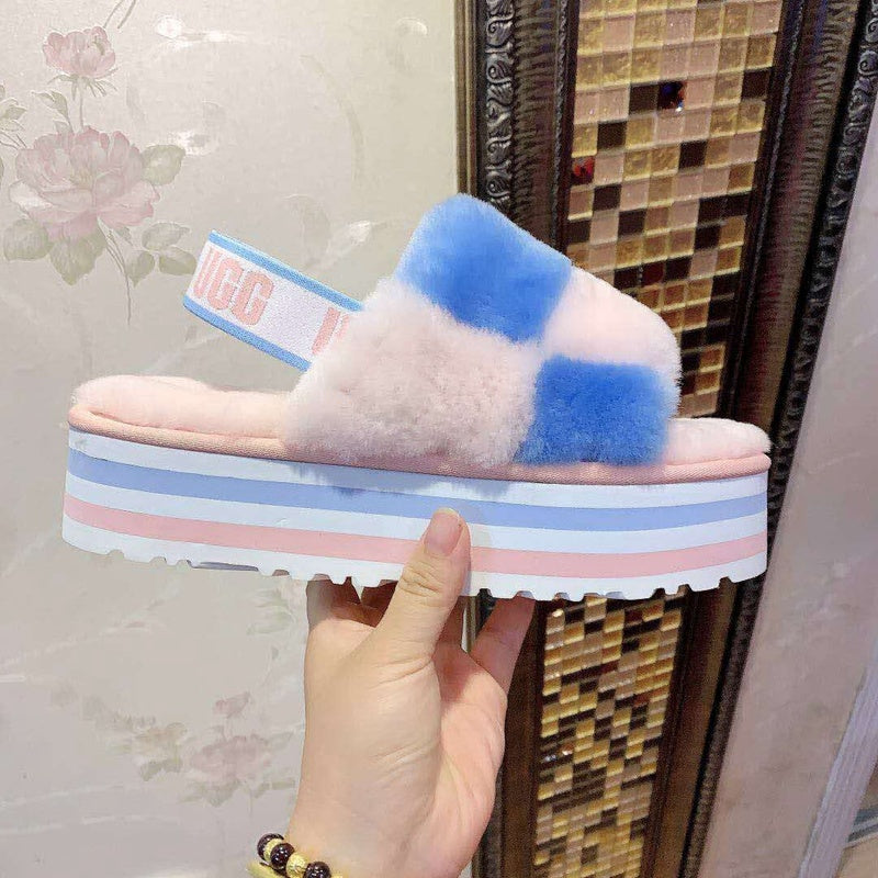 Pink Colorblock Platform Sandals - Style 3490