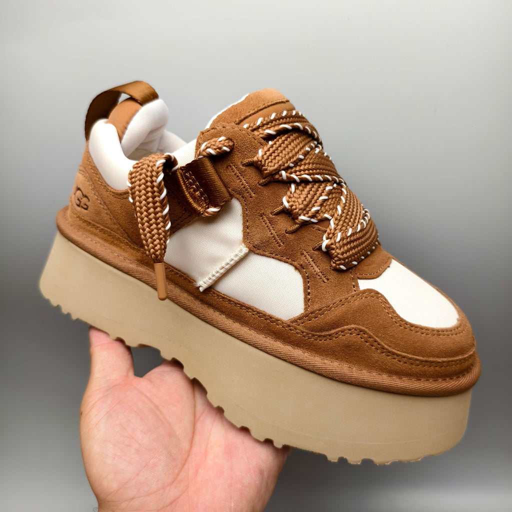 Chestnut Chunky Platform Lace-Up Sneakers - Style 1541