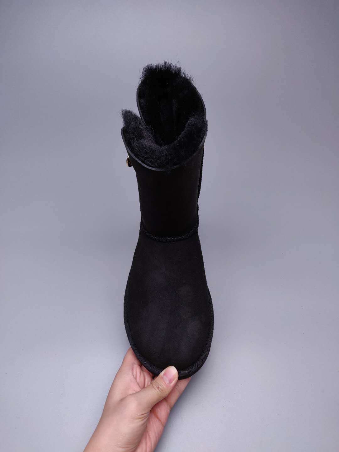 Black Side-Zip Mid-Calf Boots - Style 2480