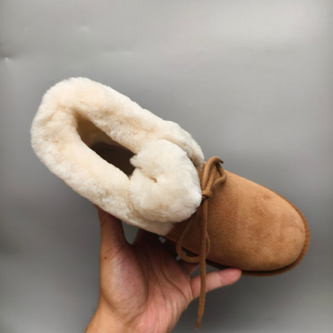 Chestnut Lace-Up Mid-Calf Casual Boots - Style 4576