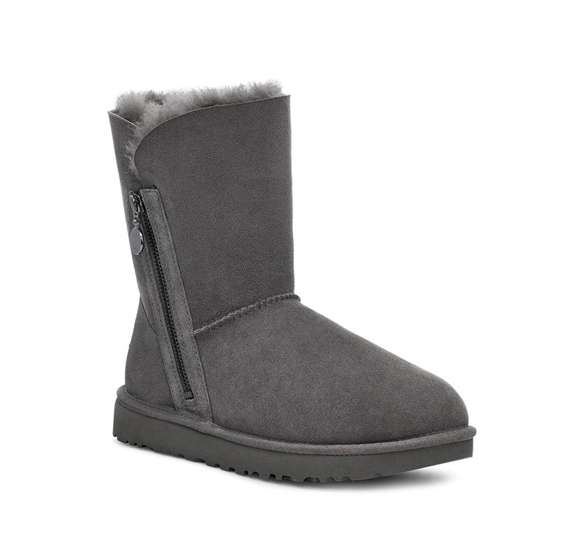 Gray Side-Zip Mid-Calf Boots - Style 2480