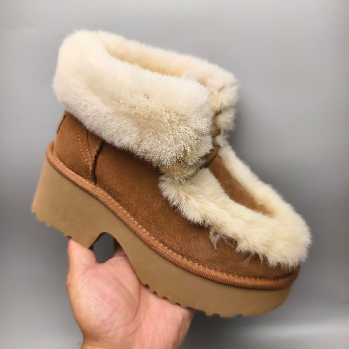 Esme Chestnut Lace-Up Wedge Ankle Boots - Style 1532