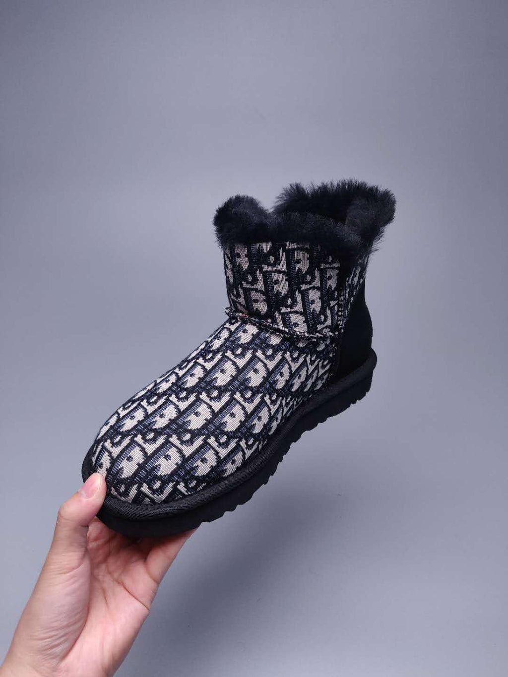Black Fabric-Textured Footwear - Style 6554