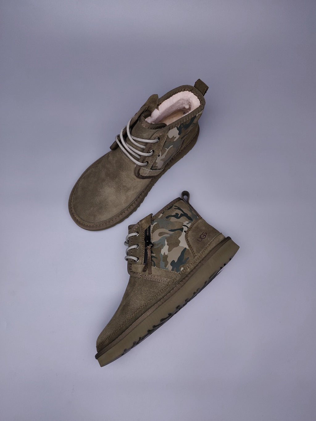 Men's Army Green Colorblock Camo Casual Shoes - Style 4193