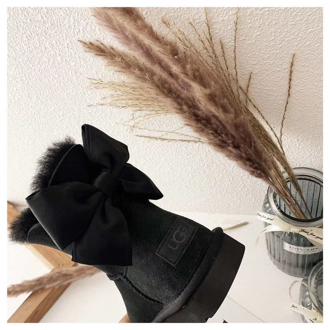 Black Bow-Detail Ankle Boots - Style 3130