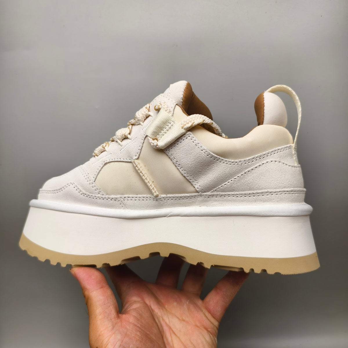 White Chunky Platform Lace-Up Sneakers - Style 1541