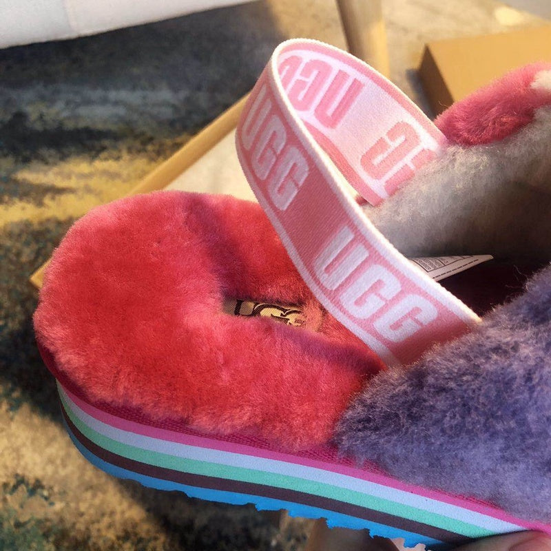 Fuchsia Colorblock Platform Sandals - Style 3490