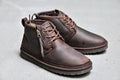 Men's Crazy Horse Leather Zip-Up Casual Shoes - Style 3883