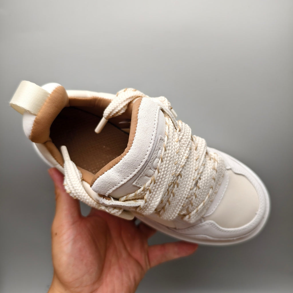 White Chunky Platform Lace-Up Sneakers - Style 1541