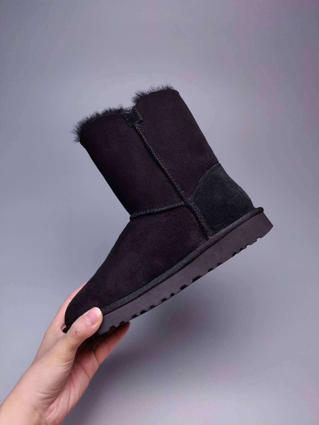 Black Side-Zip Mid-Calf Boots - Style 2480