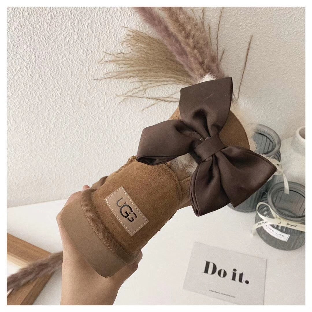 Chestnut Bow-Detail Ankle Boots - Style 3130