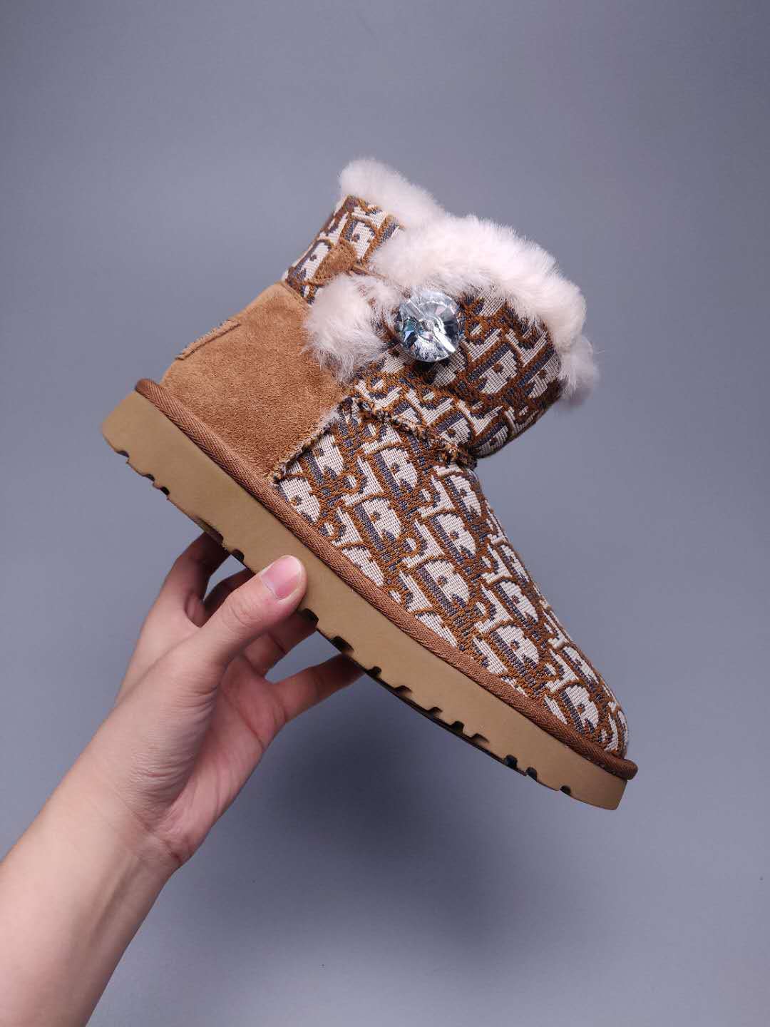 Chestnut Fabric-Textured Footwear - Style 6554