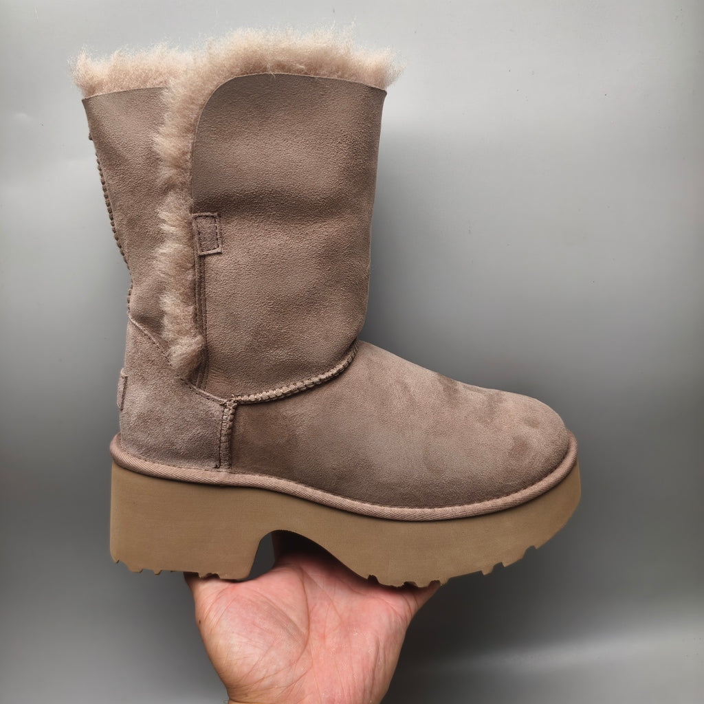 Women's Walnut Platform Wedge Mid-Calf Boots - 1533