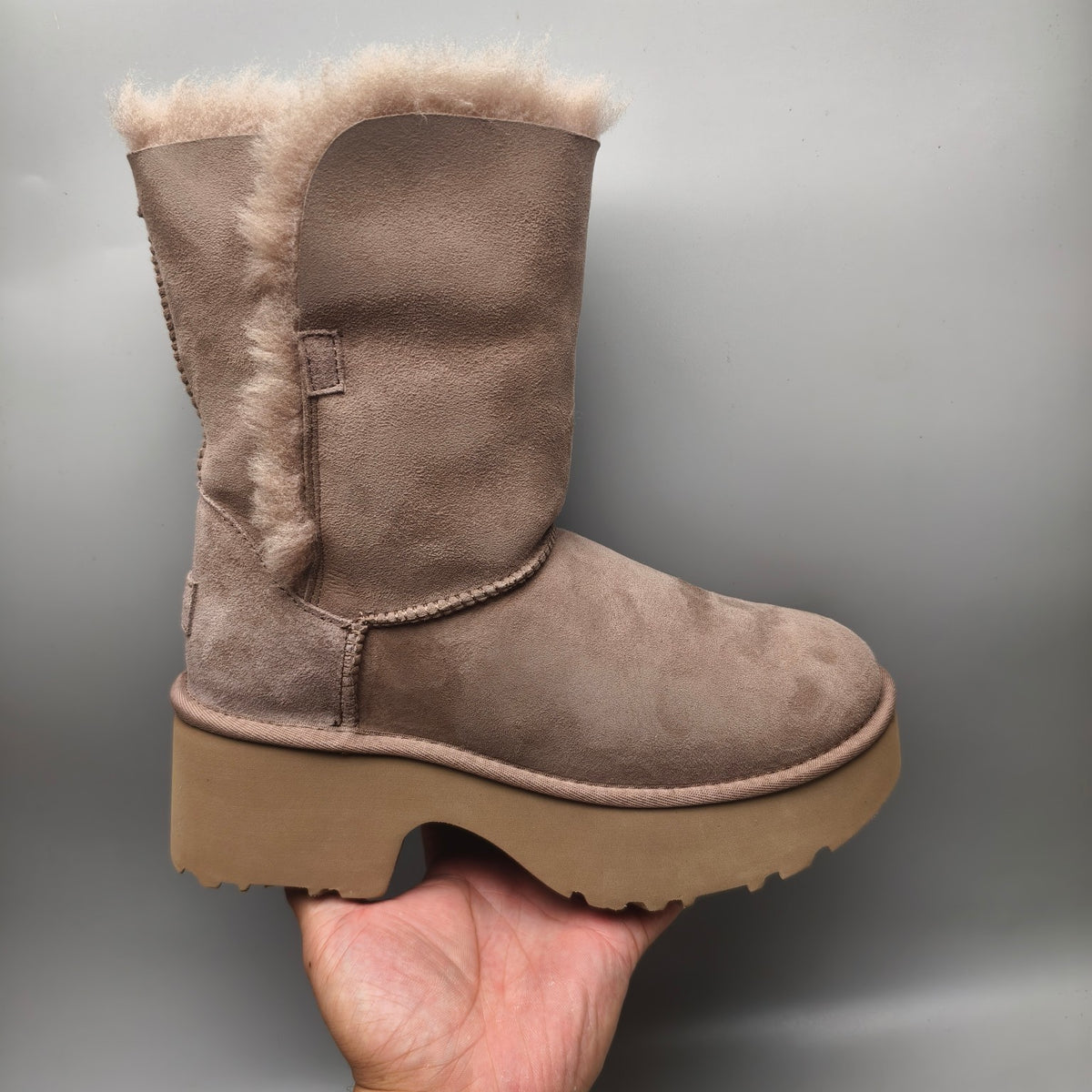Women's Walnut Platform Wedge Mid-Calf Boots - 1533