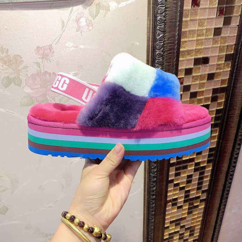 Fuchsia Colorblock Platform Sandals - Style 3490