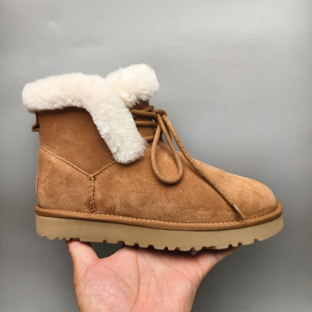 Chestnut Lace-Up Mid-Calf Casual Boots - Style 4576