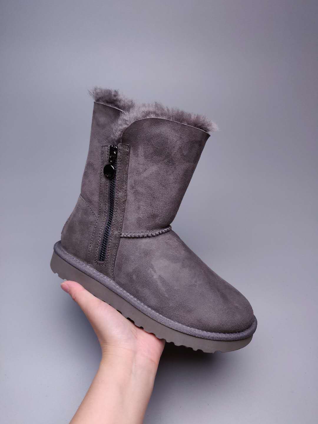 Gray Side-Zip Mid-Calf Boots - Style 2480