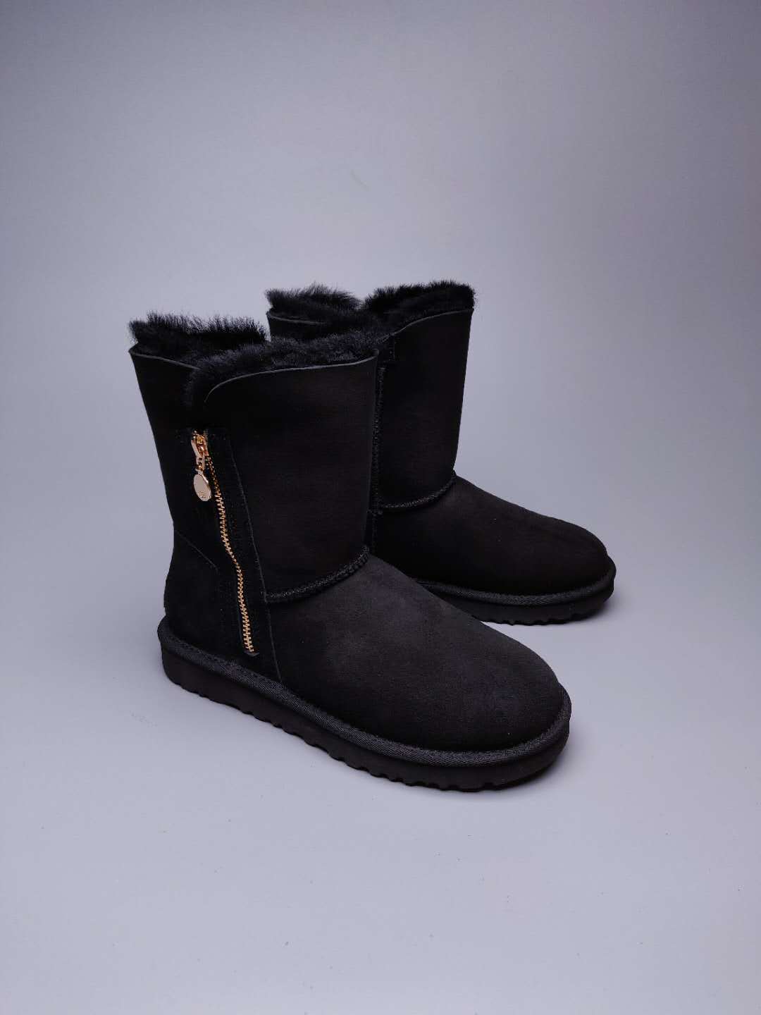 Black Side-Zip Mid-Calf Boots - Style 2480