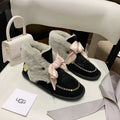 Black Daisy, Chain & Ribbon Detail Shoes - Style 7888