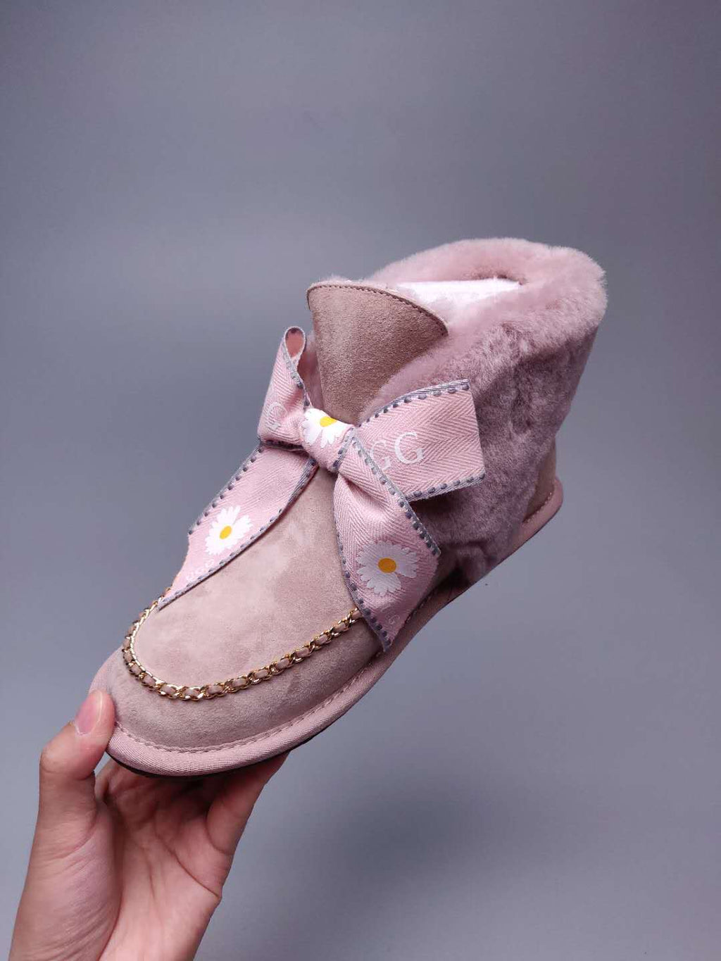 Mu Pink Daisy, Chain & Ribbon Detail Shoes - Style 7888